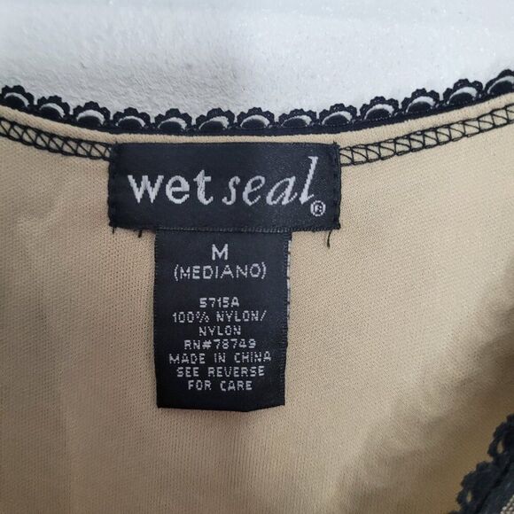 Vintage Wet Seal black tan lace whimsigoth witchy grunge going out top size med - Picture 3 of 6